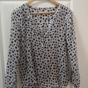 Loft sheer polka dot button blouse